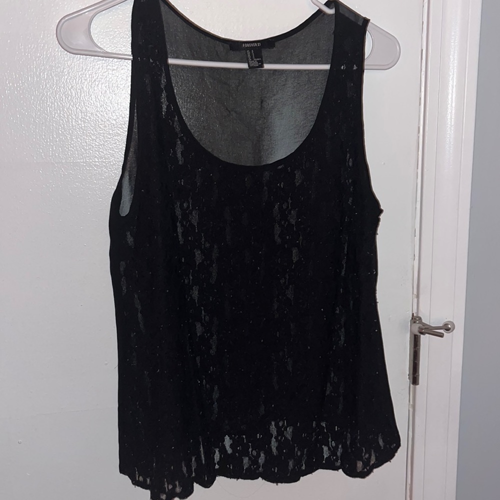 Forever 21 Black Lace/Mesh Tank